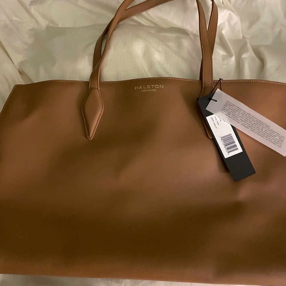 New, with tags MSRP $495. Never used tan, large tote. 2 straps.